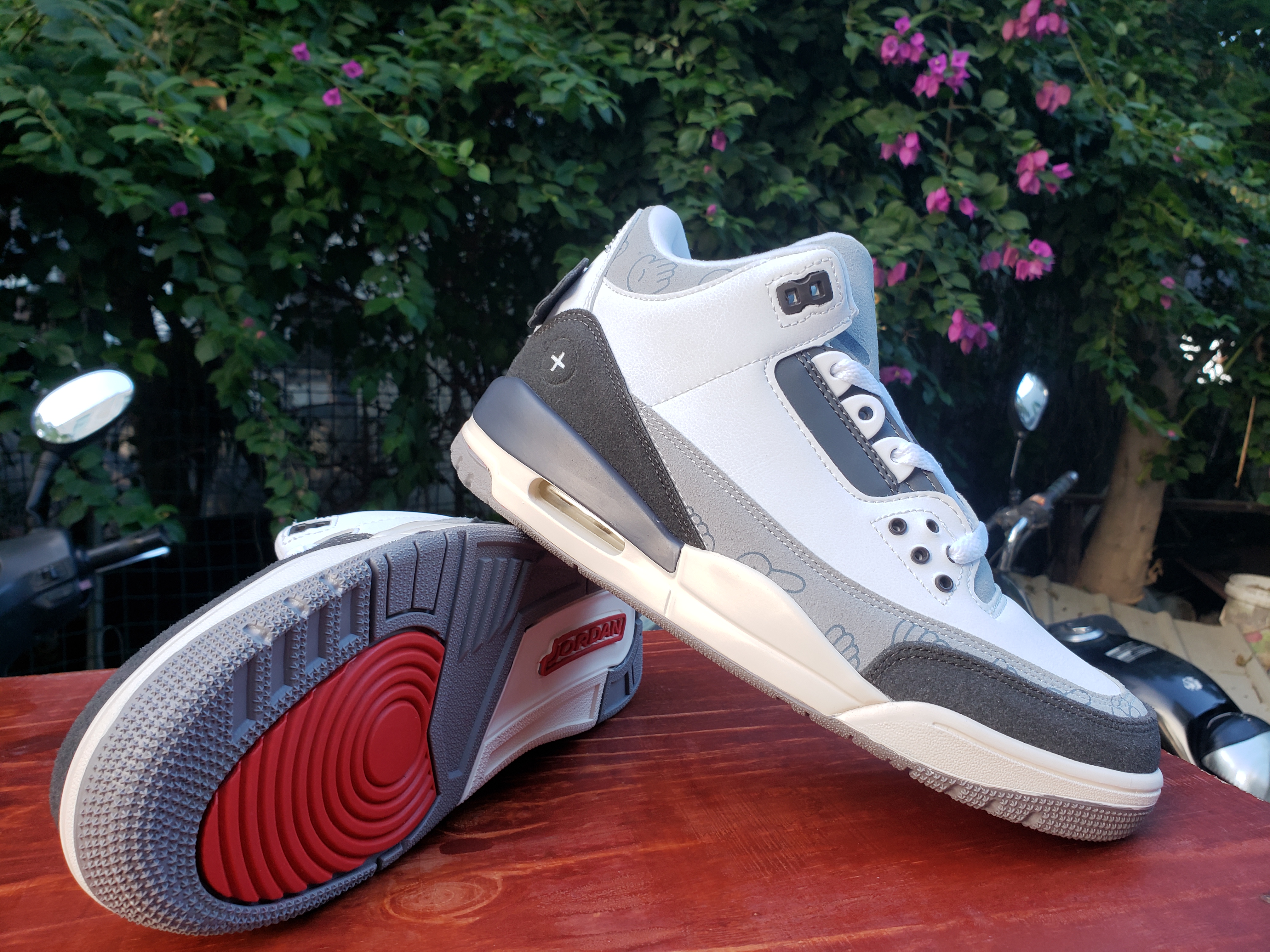 2021 Air Jordan 3 Retro White Grey Red Shoes